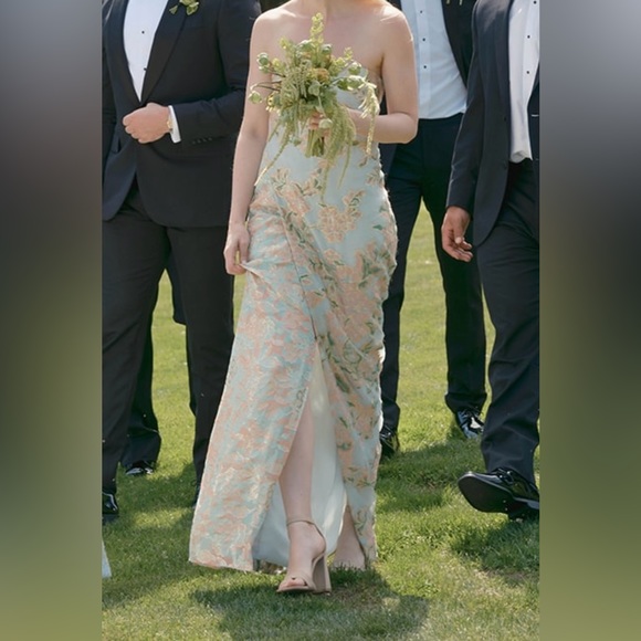 Tory Burch brocade pale blue dress size 0/2 - Picture 3 of 4